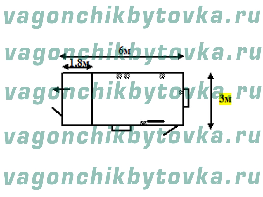 Негабаритный вагончик 6м*3м под офис